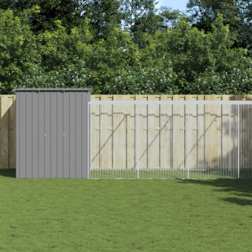Chicken Cage with Run Light Grey 165x863x181cm Galvanised Steel - Image 9
