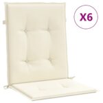 6pcs Garden Chair Cushions Lowback Patio Seat Pads Cream Oxford Fabric 100x50x3cm