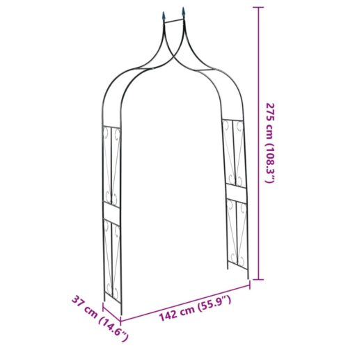 Garden Arch Dark Green 120x38x258cm Iron - Image 6