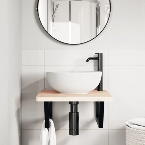 Shelf Brackets for Washbasin 2pcs Black Trapezium Steel - Image 3