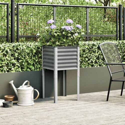 Garden Planter Grey 45x45x88 cm Steel - Image 3