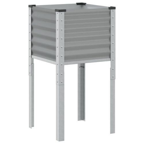 Garden Planter Grey 45x45x88 cm Steel - Image 6
