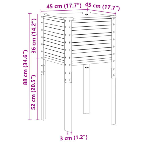 Garden Planter Grey 45x45x88 cm Steel - Image 8