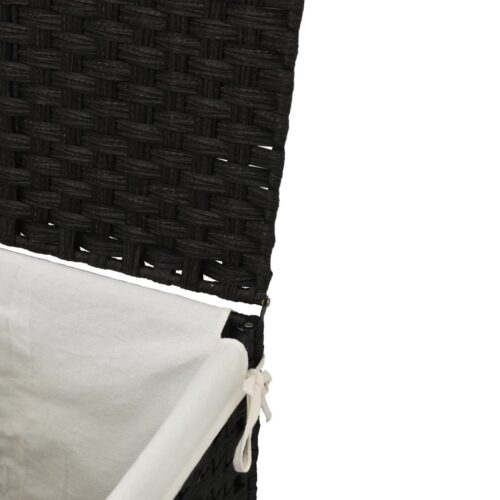 Laundry Basket with Lid Black 46x33x60cm Poly Rattan - Image 8