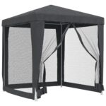 Outdoor Gazebo Event Party Wedding Garden Camping Tent Mesh Sidewalls Anthracite 2x2M HDPE