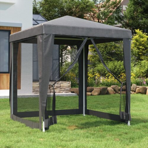 Outdoor Gazebo Event Party Wedding Garden Camping Tent Mesh Sidewalls Anthracite 2x2M HDPE - Image 2