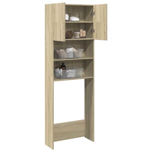 WashingMachine Cabinet Sonoma Oak 64x25.5x190cm Engineered Wood - Image 2