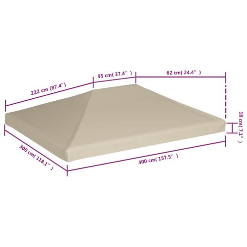 Gazebo Top Cover 310 g/m² 4x3M Beige - Image 6