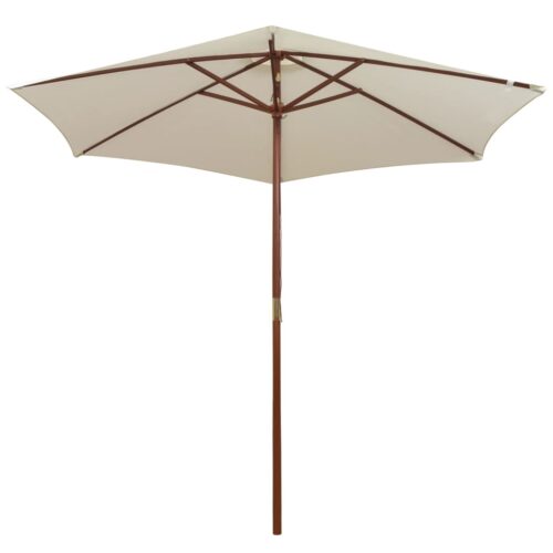 Garden Umbrella Outdoor Patio Beach Cantilever Parasol Wooden Pole Cream White 270x270cm - Image 2