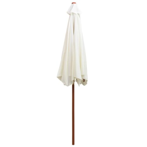Garden Umbrella Outdoor Patio Beach Cantilever Parasol Wooden Pole Cream White 270x270cm - Image 4