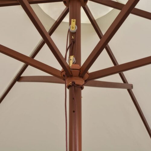 Garden Umbrella Outdoor Patio Beach Cantilever Parasol Wooden Pole Cream White 270x270cm - Image 5