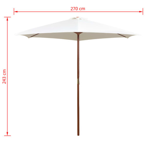 Garden Umbrella Outdoor Patio Beach Cantilever Parasol Wooden Pole Cream White 270x270cm - Image 6