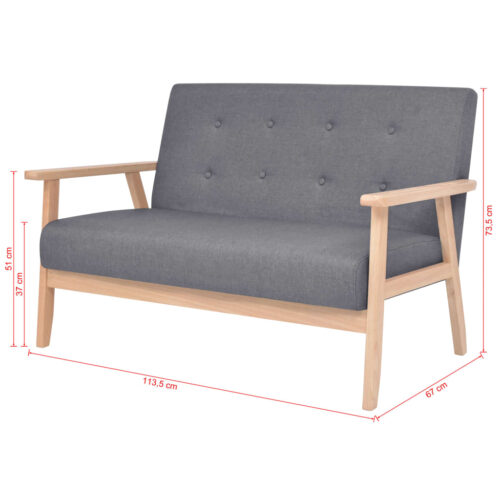 2-Seater Sofa Fabric Dark Grey - Image 7