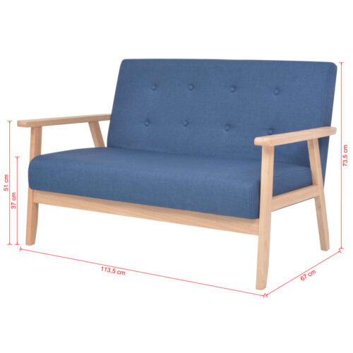 2-Seater Sofa Fabric Blue - Image 7