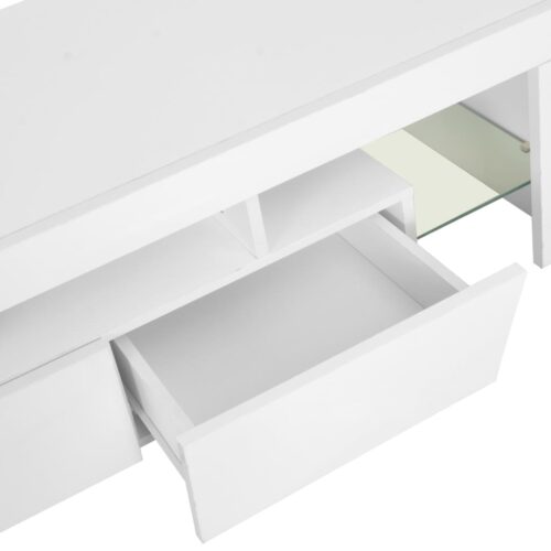 Wooden TV Cabinet with LED Lights High Gloss White 130x35x45cm - Image 9