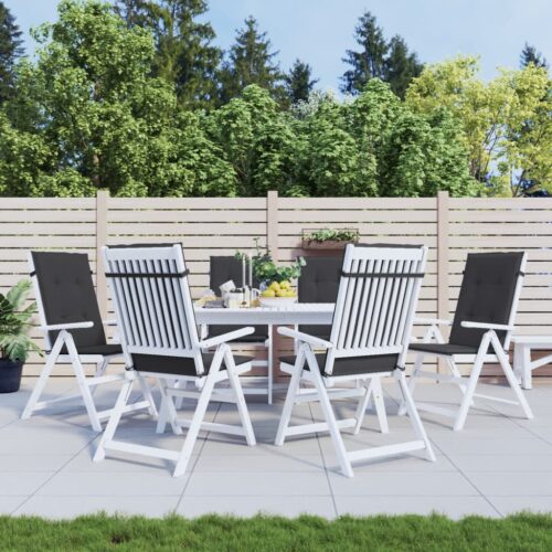 6pcs Garden Chair Cushions  Patio Highback Seat Pads Black Fabric 120x50x3cm - Image 2
