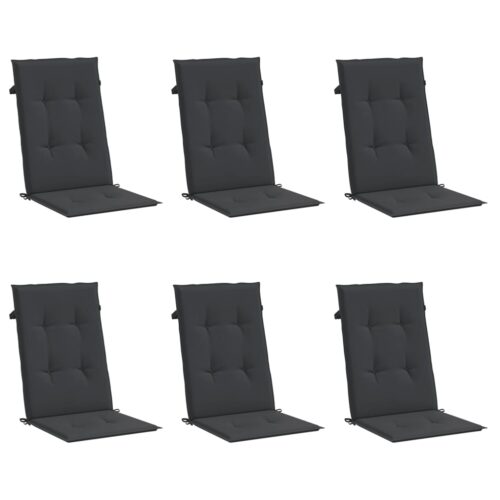 6pcs Garden Chair Cushions  Patio Highback Seat Pads Black Fabric 120x50x3cm - Image 3