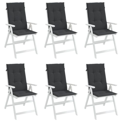 6pcs Garden Chair Cushions  Patio Highback Seat Pads Black Fabric 120x50x3cm - Image 4