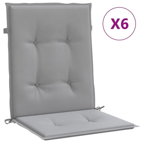 6pcs Garden Chair Cushions Lowback Patio Seat Pads Grey Oxford Fabric 100x50x3cm