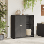 Storage Cabinet Black 100x36x102cm Rattan