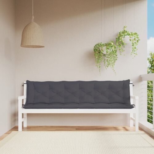 Garden Bench Cushions 2pcs Anthracite 200x50x7cm Oxford Fabric - Image 2