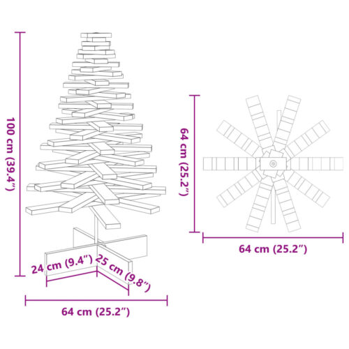 Wooden Christmas Tree for Decoration 100cm Solid Wood Pine - Image 8