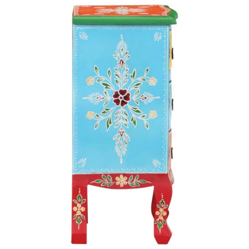 vidaXL Hand Painted Bedside Cabinet 40x30x60 cm Solid Mango Wood - Image 4