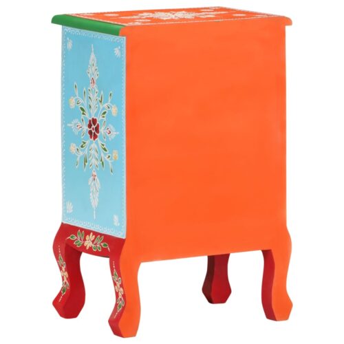 vidaXL Hand Painted Bedside Cabinet 40x30x60 cm Solid Mango Wood - Image 5
