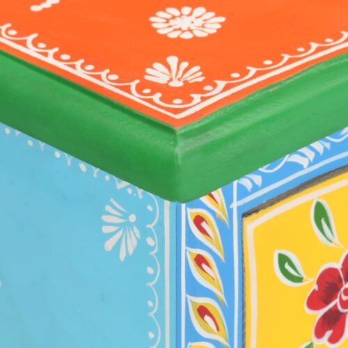 vidaXL Hand Painted Bedside Cabinet 40x30x60 cm Solid Mango Wood - Image 8