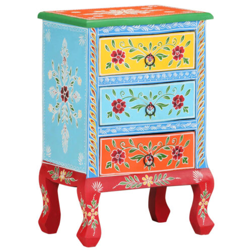 vidaXL Hand Painted Bedside Cabinet 40x30x60 cm Solid Mango Wood - Image 12