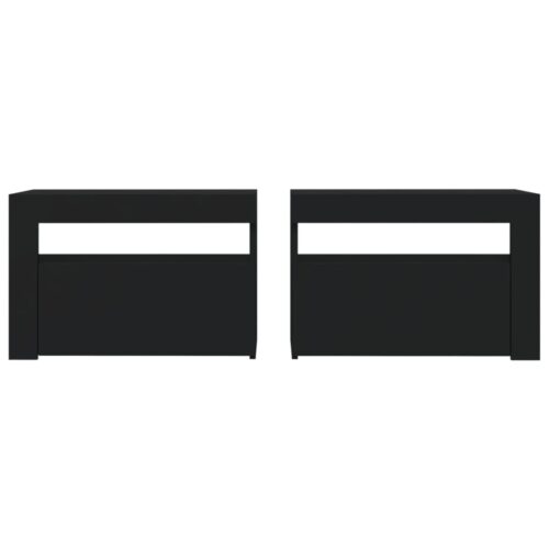 Bedside Cabinets 2 pcs with LEDs Black 60x35x40 cm - Image 4