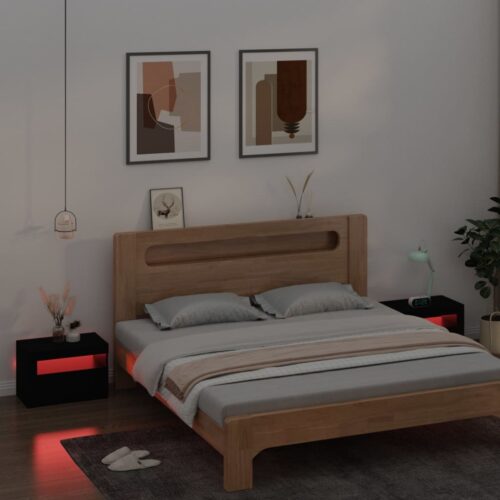 Bedside Cabinets 2 pcs with LEDs Black 60x35x40 cm - Image 9
