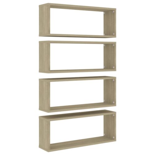 vidaXL Wall Cube Shelves 4 pcs Sonoma Oak 60x15x23 cm Engineered Wood