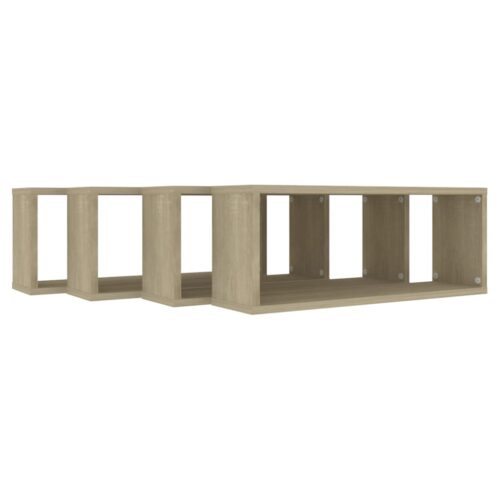 vidaXL Wall Cube Shelves 4 pcs Sonoma Oak 60x15x23 cm Engineered Wood - Image 7
