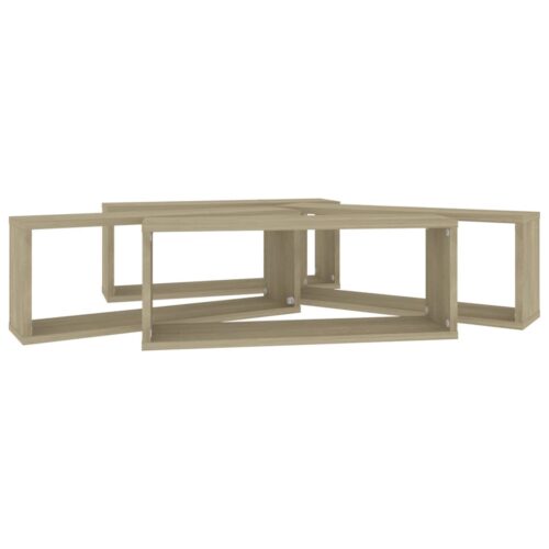 vidaXL Wall Cube Shelves 4 pcs Sonoma Oak 60x15x23 cm Engineered Wood - Image 8