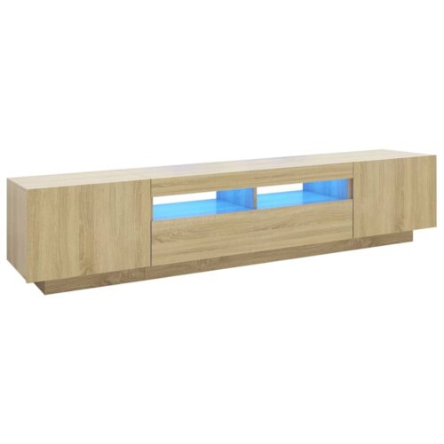 Wooden TV Cabinet with LED Lights Sonoma Oak 200x35x40cm
