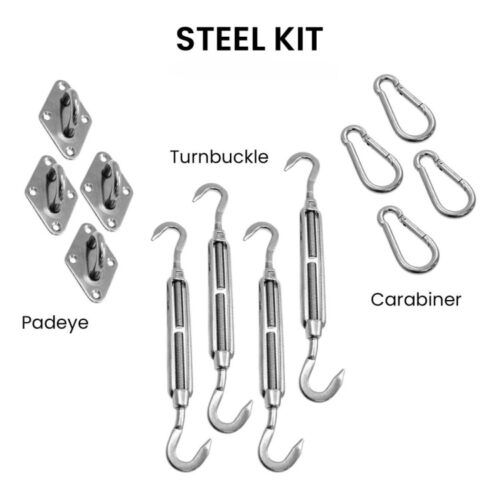 Shade Sail Steel Mounting Kit Snap Hooks Carabiner Buckles for Shadecloth Post Wall Mount - Image 3