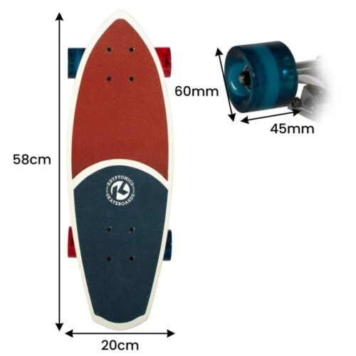 Kryptonics 23-inch Mini Fat Cruiser Board Skateboard Liberty Blue - Image 2
