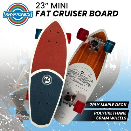 Kryptonics 23-inch Mini Fat Cruiser Board Skateboard Liberty Blue