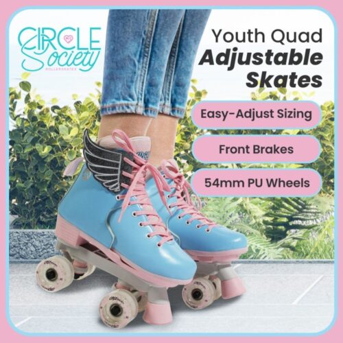 Circle Society Adjustable Kids Quad Roller Skates Cruise Board Cotton Candy