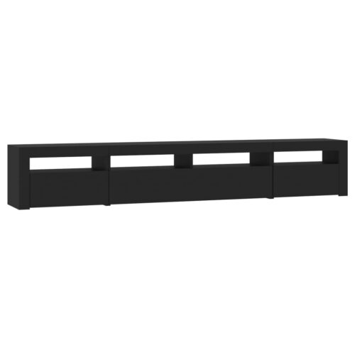 Wooden TV Cabinet with LED Lights Black 240x35x40cm - Image 7