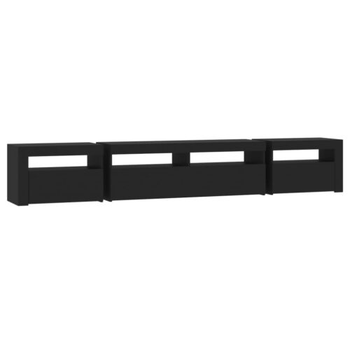 Wooden TV Cabinet with LED Lights Black 240x35x40cm - Image 8
