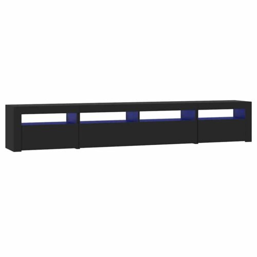 Wooden TV Cabinet with LED Lights Black 240x35x40cm - Image 14