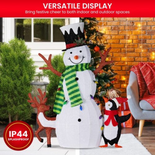 121cm Christmas Snowman Display with LED Lights Animals - Image 2