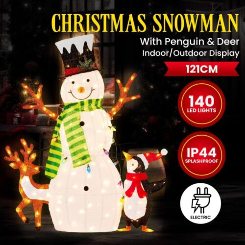 121cm Christmas Snowman Display with LED Lights Animals