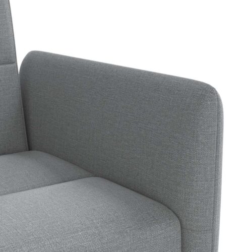 Sofa Bed with Cup Holders Light Grey Fabric - Image 10
