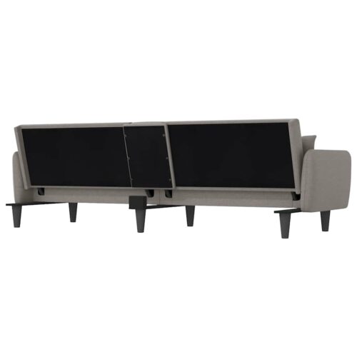 Sofa Bed with Cup Holders Taupe Fabric - Image 8