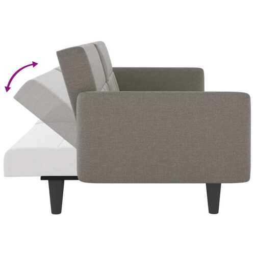 Sofa Bed with Cup Holders Taupe Fabric - Image 9