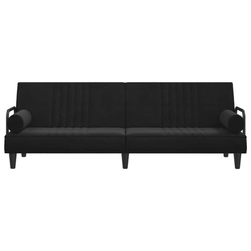 Sofa Bed with Armrests Black Velvet - Image 4