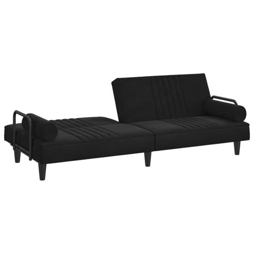Sofa Bed with Armrests Black Velvet - Image 5